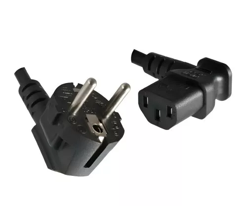 Power cable CEE 7/7 90° to C13 90° left, 1mm², VDE, black, length 3,00m